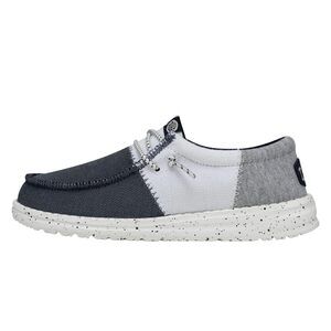 HEYDUDE Boy's Youth Tri Varsity Slip On Loafer, Light Blue, 3 Big Kids